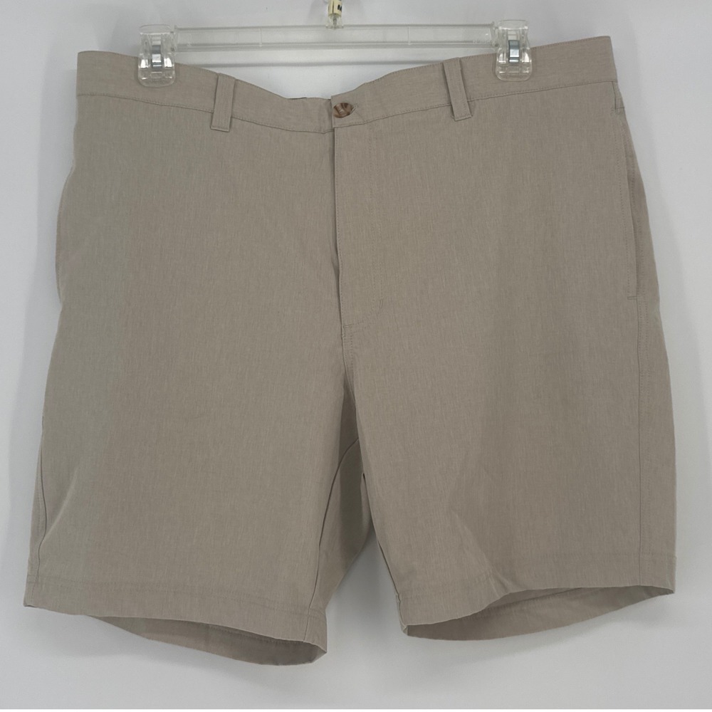 TailorByrd Performance Shorts Mens 38 Tan Khaki Flamingo Stretch Golf Tech
